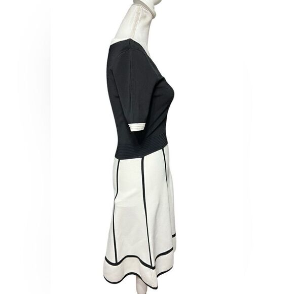 Kimora Lee Simmons Black White Pointelle Knit Sweater Dress - Picture 3 of 7